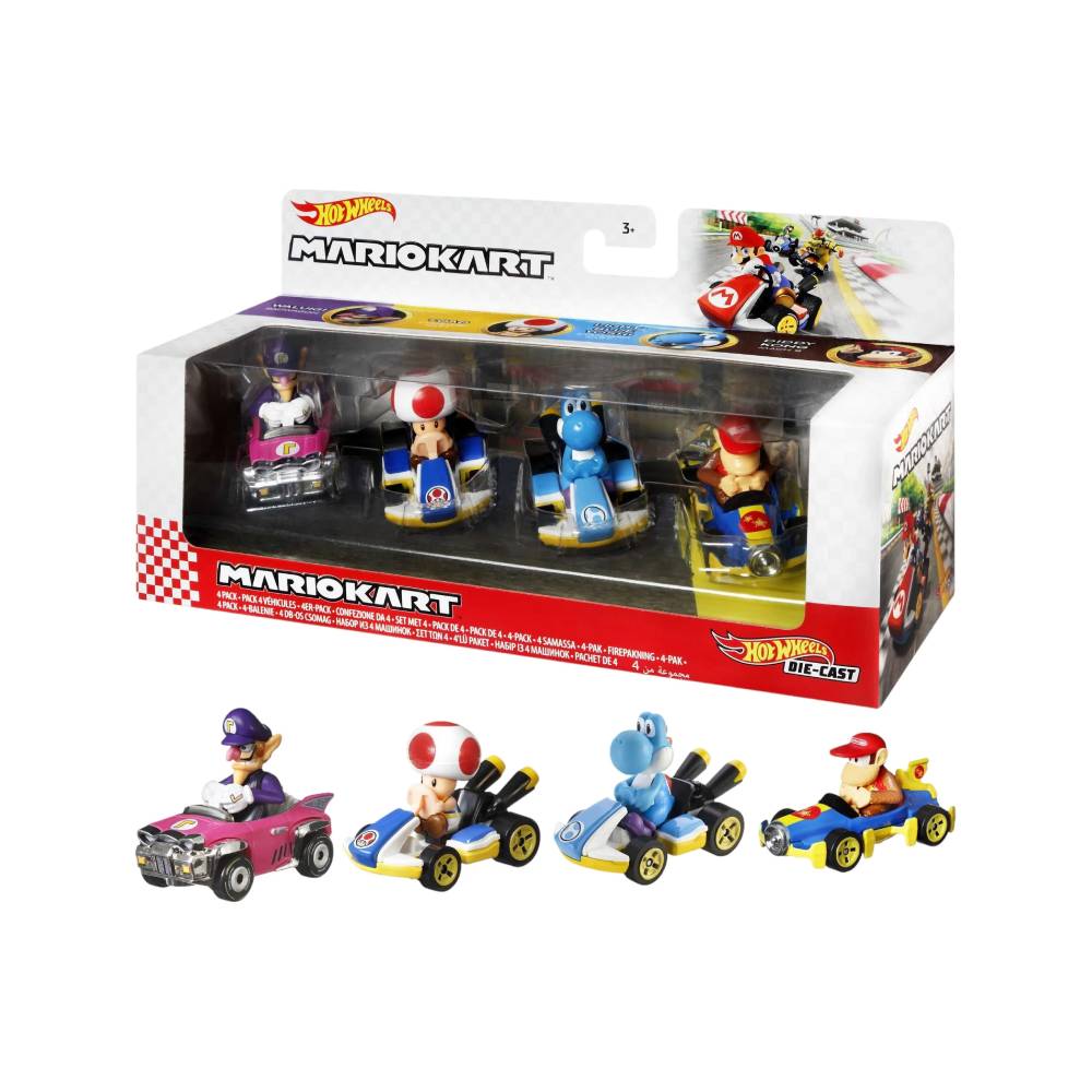 Hot Wheels Mario Kart Pack 4 Vehiculos Modelo D 1