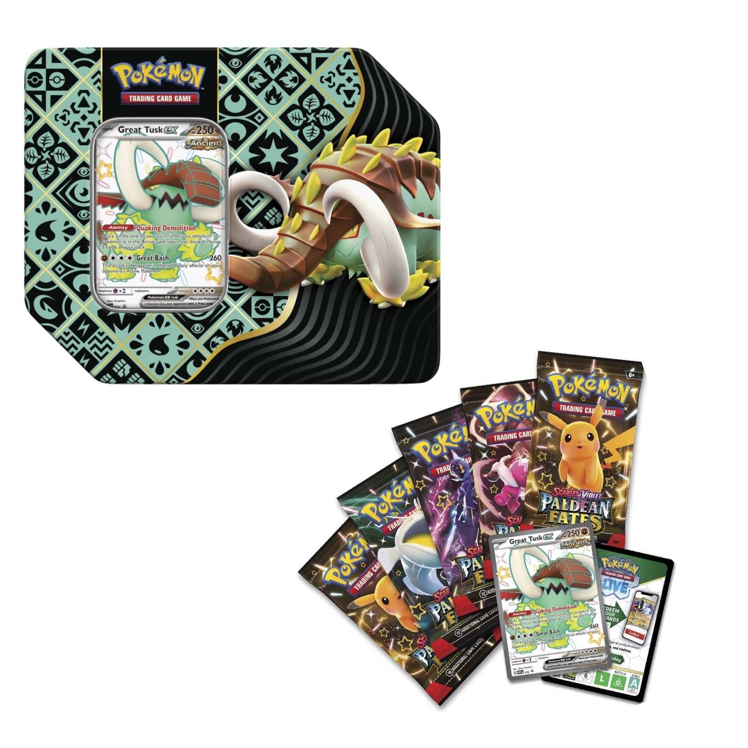 Pokemon TCG Tin Great Tusk ex Ingles 1