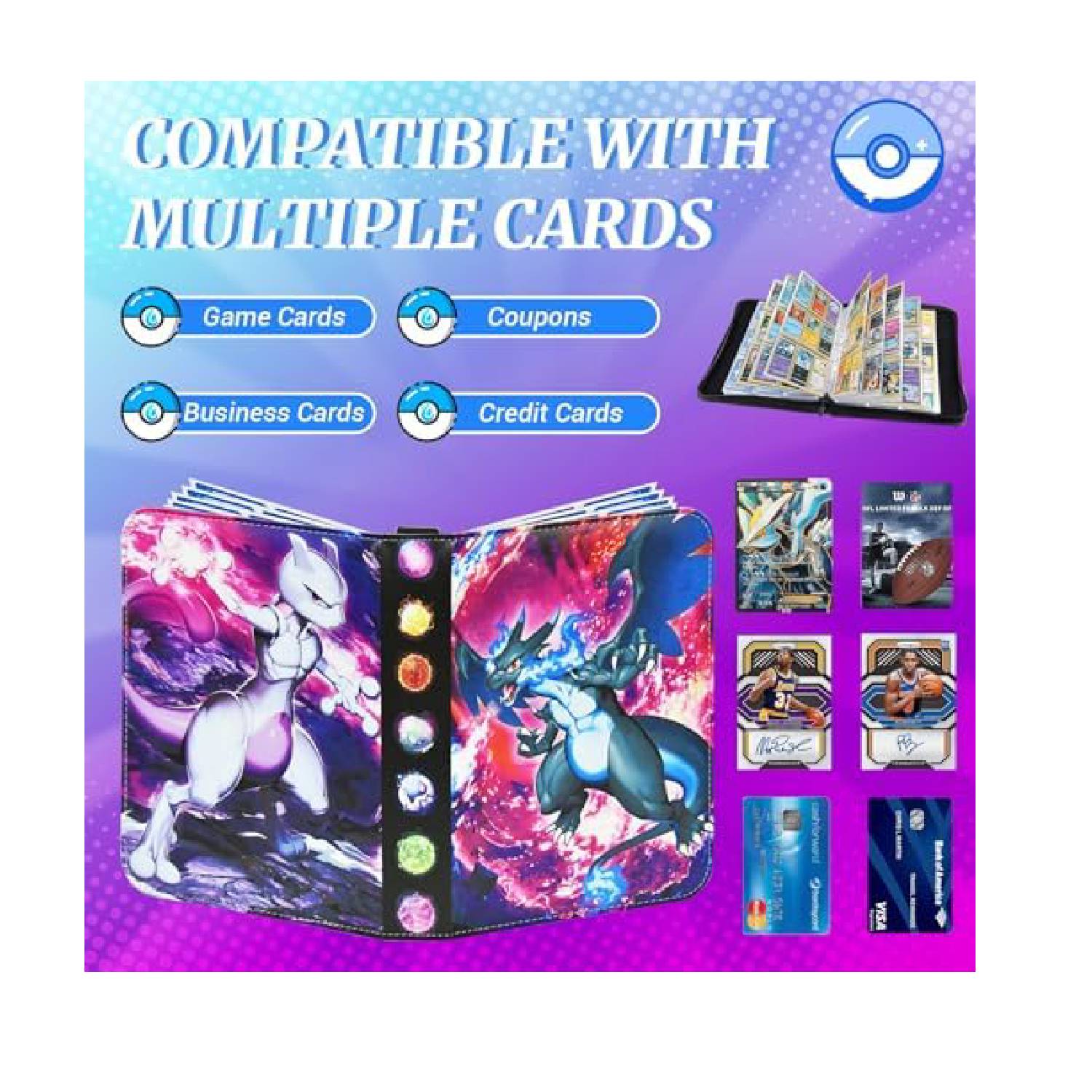 Pokemon Folder 4 Pocket 900 Cartas Mega Charizard Mewtwo 5